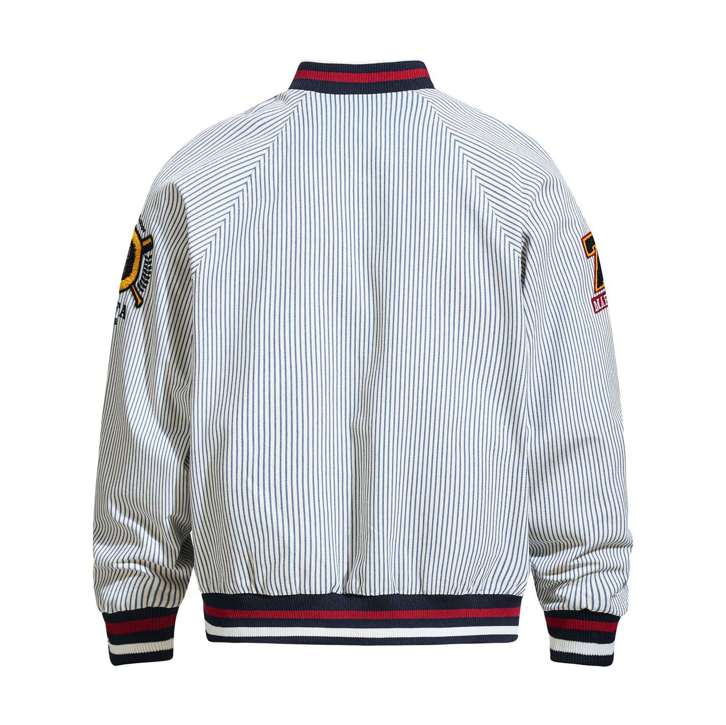 Color-blocked Letter Embroidery Stripe Baseball Jacket Unisex Oversized Casual Trendy Coat