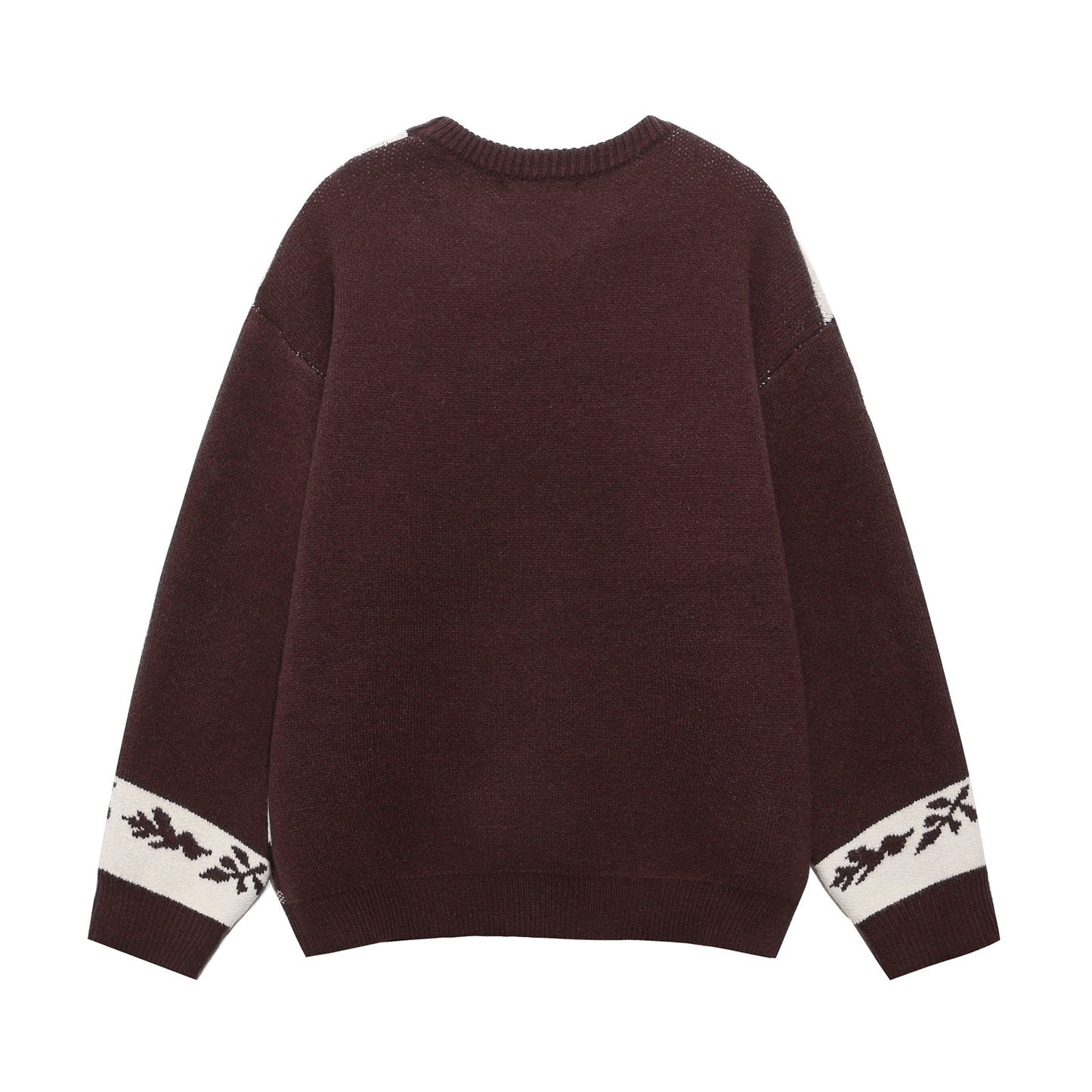 Cute Animal Stripe Color-Blocking Knit Sweater, Retro Style, Cozy Oversized Pullover, Unisex Casual Matching Sweater for Couples